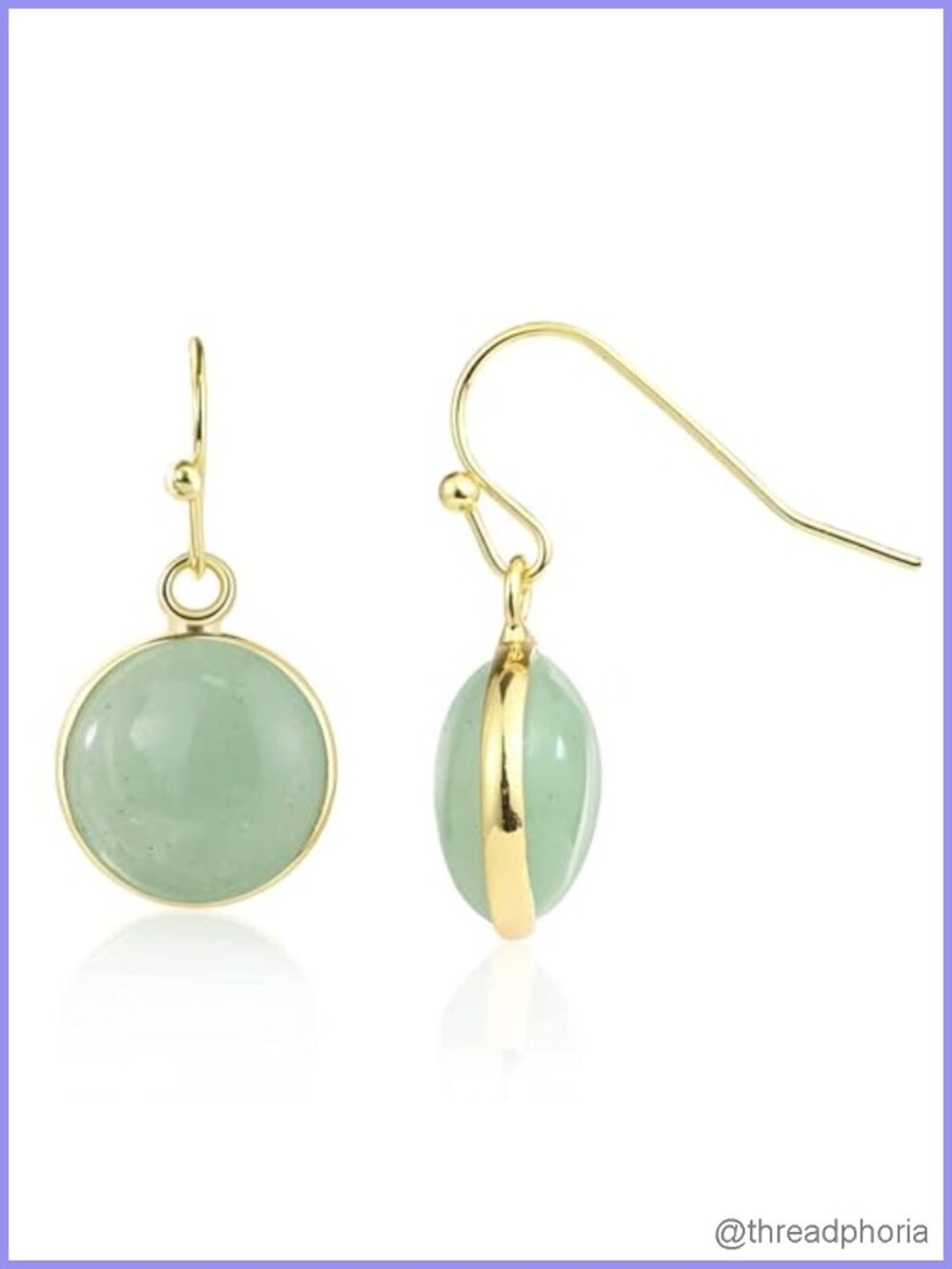 Genuine Jade Dangle Earrings for Women, 14K Yellow Gold, Hypoallergenic, August